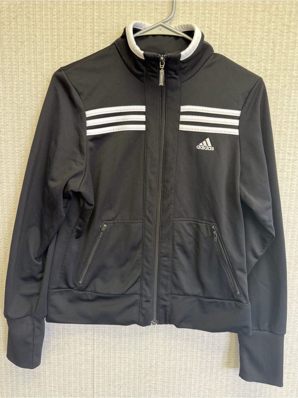 Adidas Women’s Black & White Full-Zip Lightweight Track Jacket Size Medium